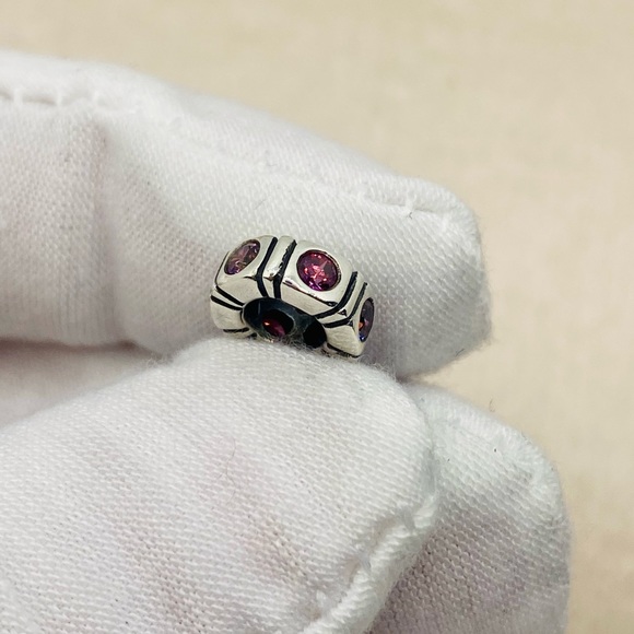 EUC Pandora 790368CZR Sterling Silver Red Zirconia Trinity Spacer/Charm - Picture 3 of 6